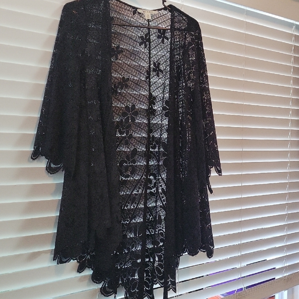 Black Lace Kimono Robe / Coverup